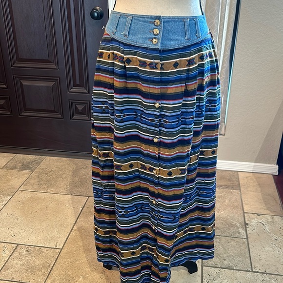 Southwest Denim and Rayon Skirt - Picture 1 of 10